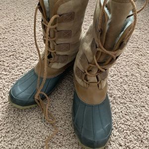 Tory Burch Suede and Shearling Duck Boots